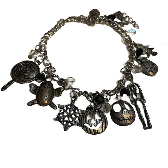 Nightmare Before Christmas Themed Charms Silvertone Metal Charm Bracelet - Picture 3 of 4